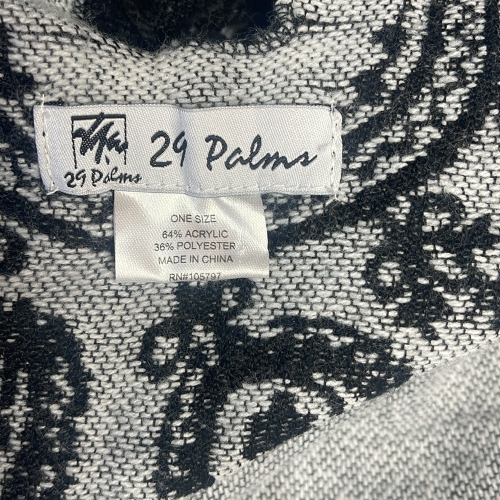 29 Palms Shawl Fringed Paisley Grey/Black One Size - Picture 3 of 7